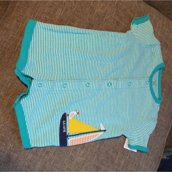 Turquoise Striped Romper - Picture 6 of 7